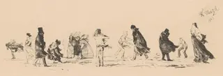 Untitled (Figures in a Strong Wind), by Adolph Menzel