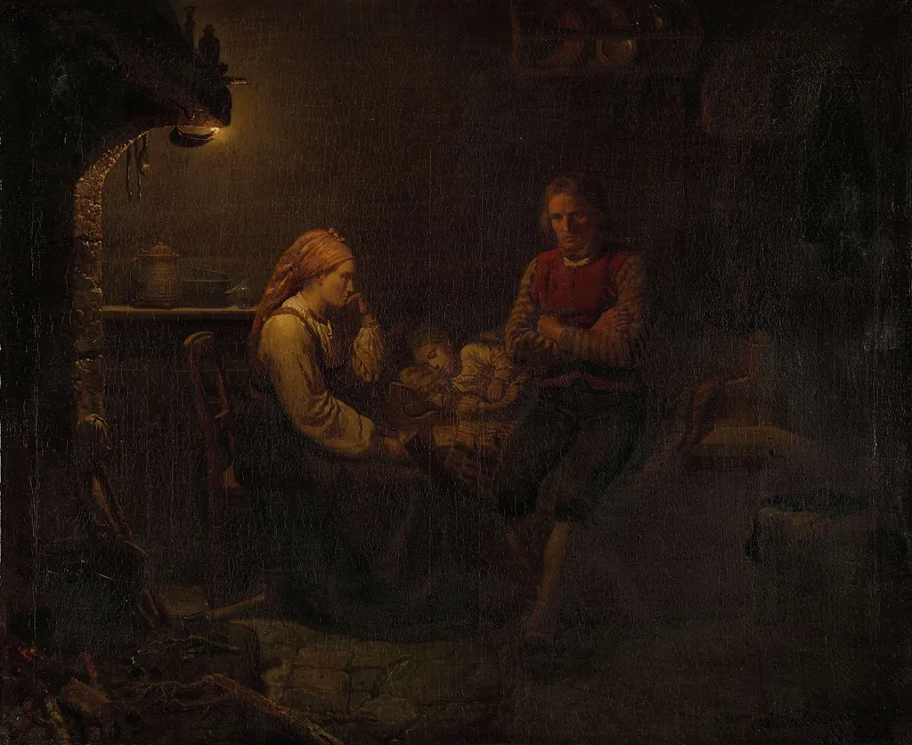 The ill child, by Adolph Tidemand, oil, 1851