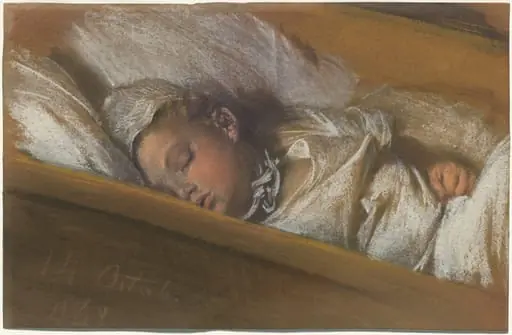 An Infant Asleep in His Crib, by Adolph von Menzel