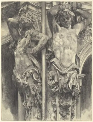 Atlases on the Wallpavillon of the Dresden Zwinger, by Adolph von Menzel