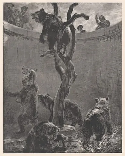 Der Bärenzwinger im zoologischen Garten (The Bear Pit in the Zoological Gardens), by Adolph von Menzel