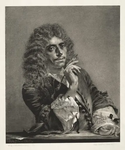 Essay on Stone with Brush and Scraper:  Portrait of Molière, by Adolph von Menzel