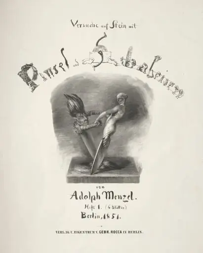 Essay on Stone with Brush and Scraper: Title Page, by Adolph von Menzel