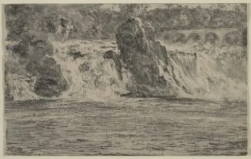 Falls of the Rhine at Schaffhausen (Rheinfall von Schaffhausen), by Adolph von Menzel