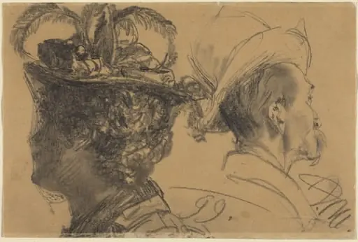 Heads of a Man and a Woman, by Adolph von Menzel