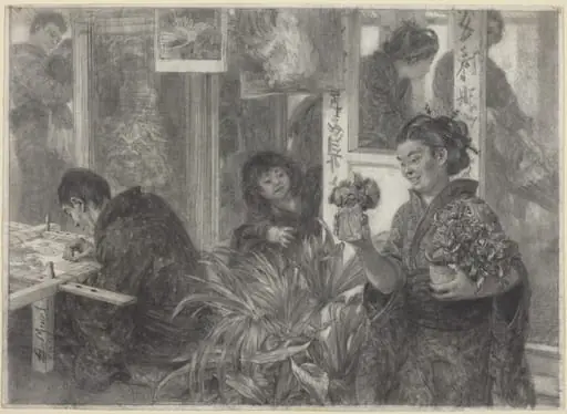 Japanese Artist at Work, by Adolph von Menzel