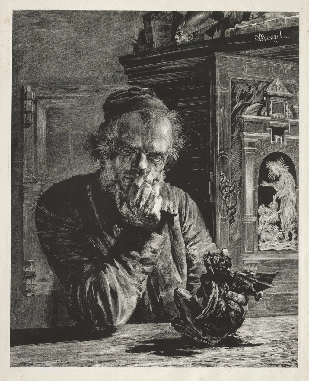 The Antiquary - Self-Portrait, by Adolph von Menzel, 1851