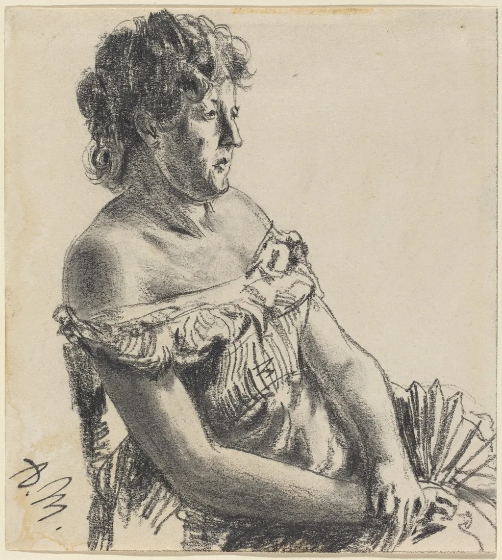 Woman in Court Dress, by Adolph von Menzel, graphite, 1860
