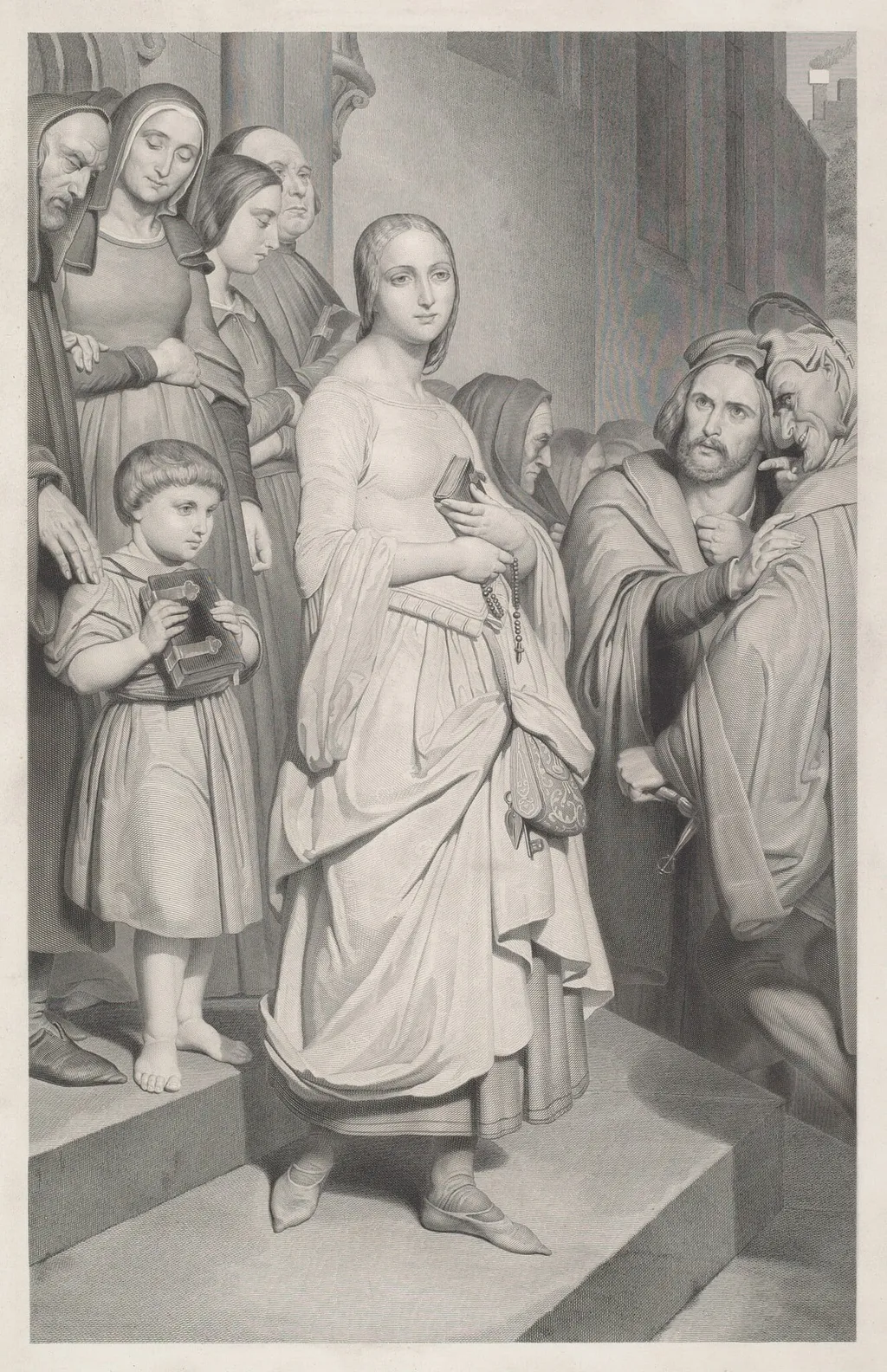 Faust Seeing Marguerite for the First Time, by Adolphe Alexandre Joseph Caron, ink, 1832