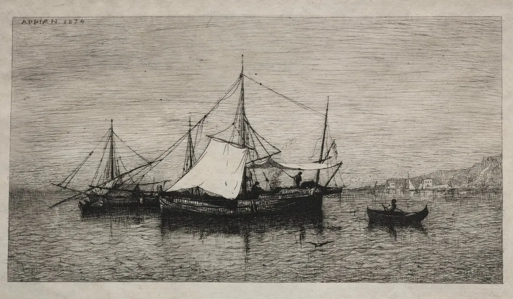 Boats of Cabotage (Coasts of Italy), by Adolphe Appian, 1874
