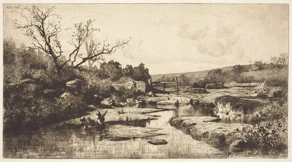 Landscape, by Adolphe Appian, ink, 1870