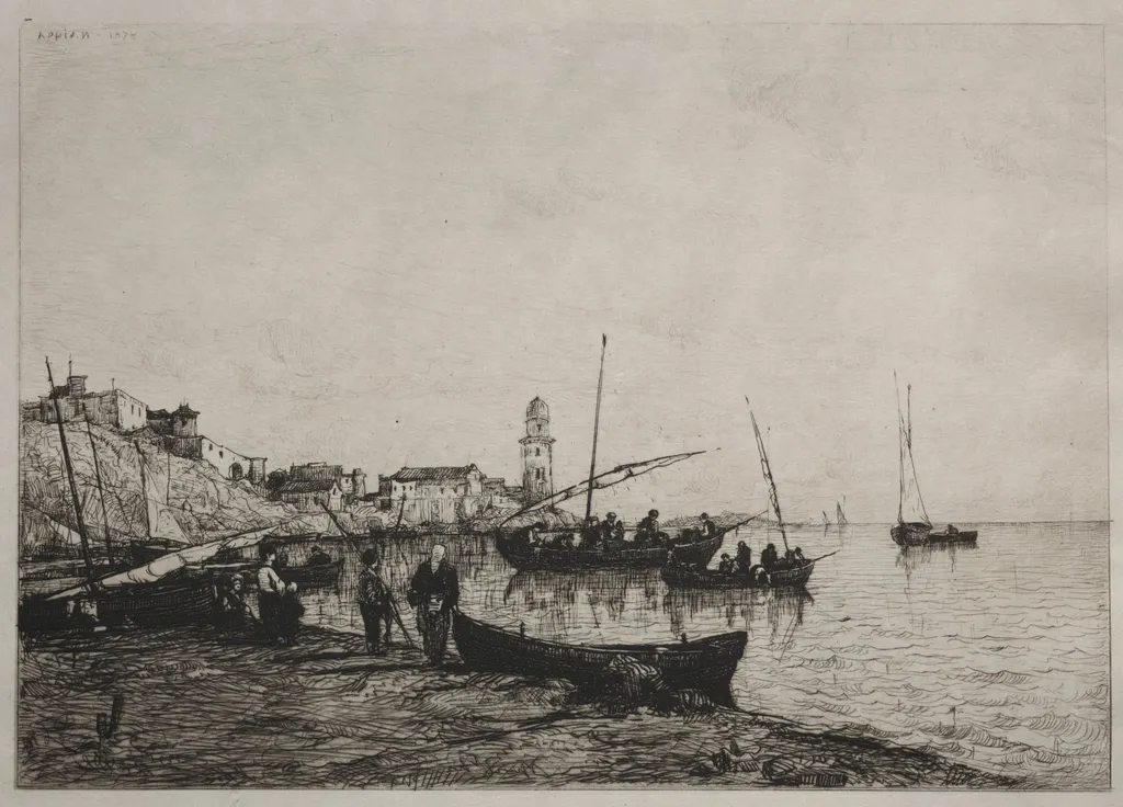 Return of the Fishing Boats at Collioure, near the Spanish Border, by Adolphe Appian, 1878