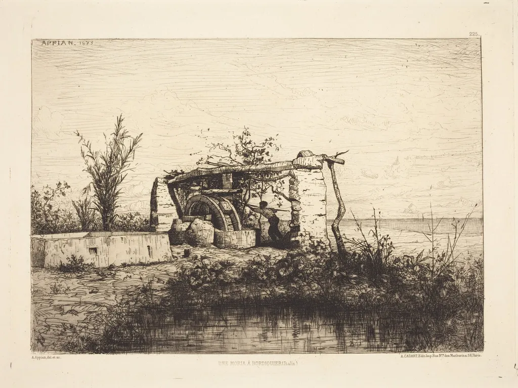 Une moria a Bordiquier (Italie), by Adolphe Appian, ink, 1873
