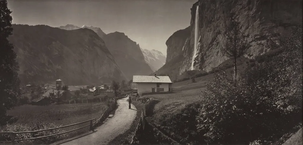 Valley of Lauterbrunnen, Switzerland (from the album Charbons de Braun- vues prises avec l'objectif panoramique mobile, 1868), by Adolphe Braun, 1868
