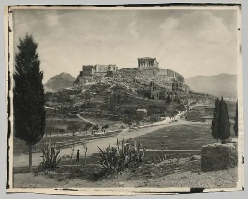 View of the Acropolis (walking man in foreground), by Adolphe Braun & Co.