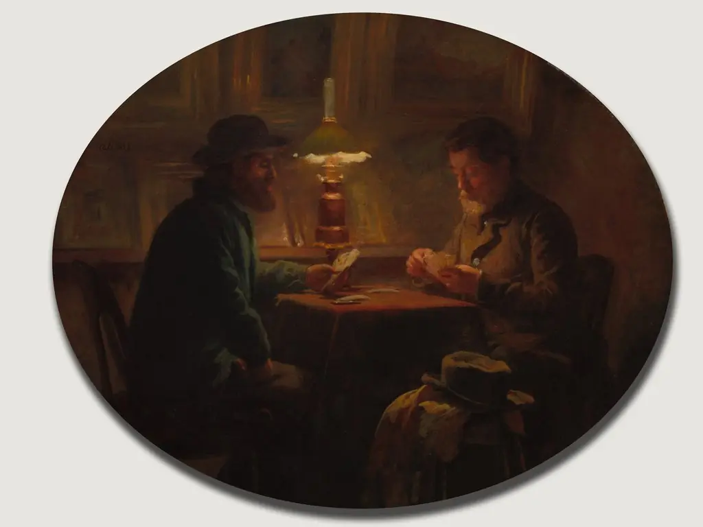 Card Game at "le Père Martin", by Adolphe-Félix Cals