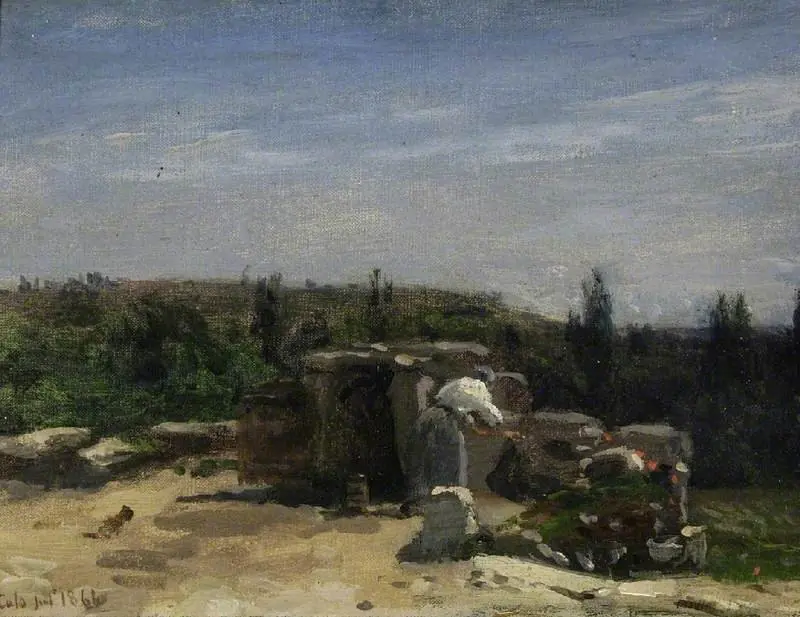 The well in rue Montlaville, Orrouy, viewed from the east, by Adolphe-Félix Cals