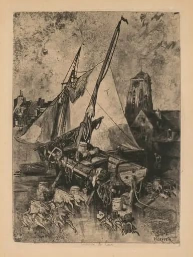 Fishing Boats, Normandy (Environ de Caen), by Adolphe Hervier