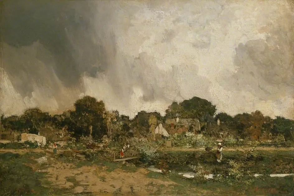 The Outskirts of a Village, by Adolphe Hervier