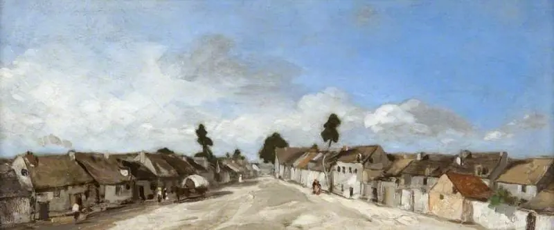 Village Scene, Barbizon, by Adolphe Hervier