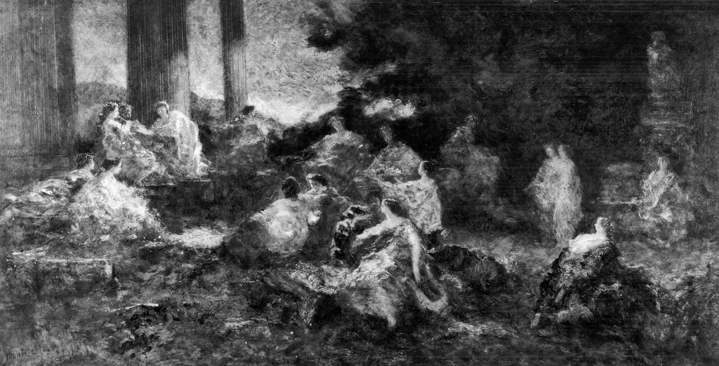 Allegory, by Adolphe Joseph Thomas Monticelli, oil, 1860