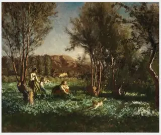 Children Playing in a Meadow, by Adolphe Joseph Thomas Monticelli, 1860
