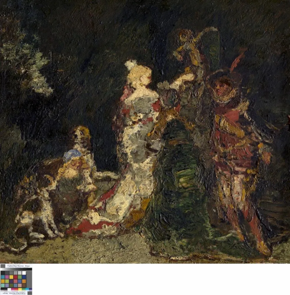 Figuren in een park, by Adolphe Joseph Thomas Monticelli, oil