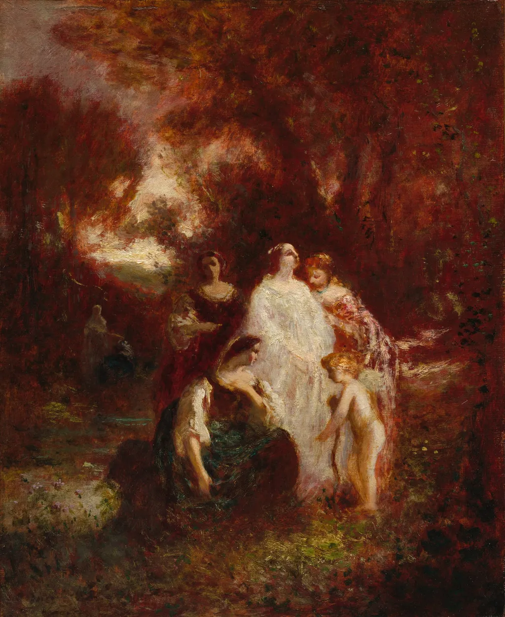 Figures in the Woods, by Adolphe Joseph Thomas Monticelli, unspecified, 1860