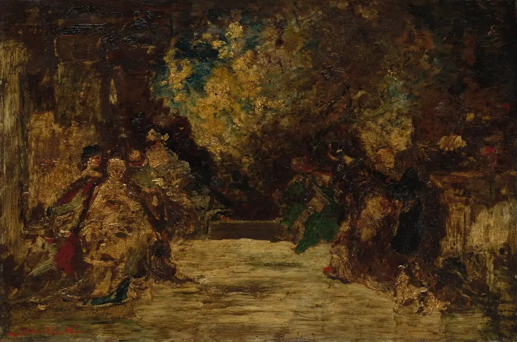 Figures on a Terrace, by Adolphe Joseph Thomas Monticelli