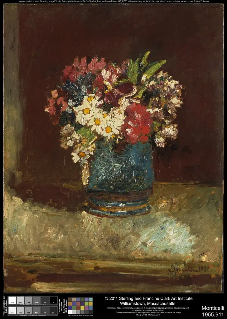 Flowers in a Blue Vase, by Adolphe Joseph Thomas Monticelli