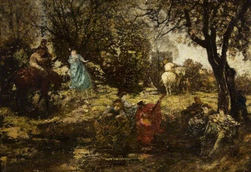 Garden Fête: The White Horse, by Adolphe Joseph Thomas Monticelli, oil, 1863