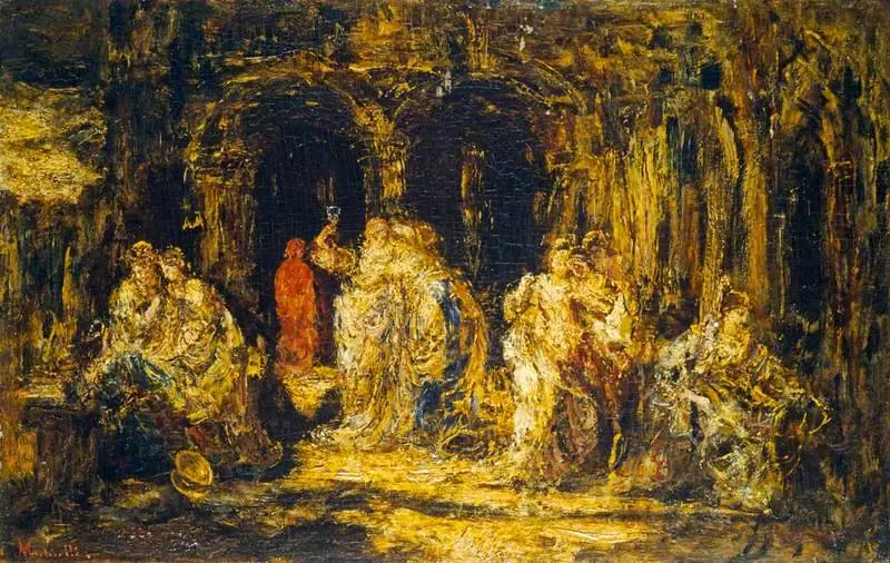 In the Grotto, by Adolphe Joseph Thomas Monticelli