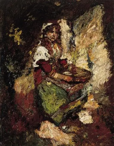 La marchande d'olives, by Adolphe Joseph Thomas Monticelli