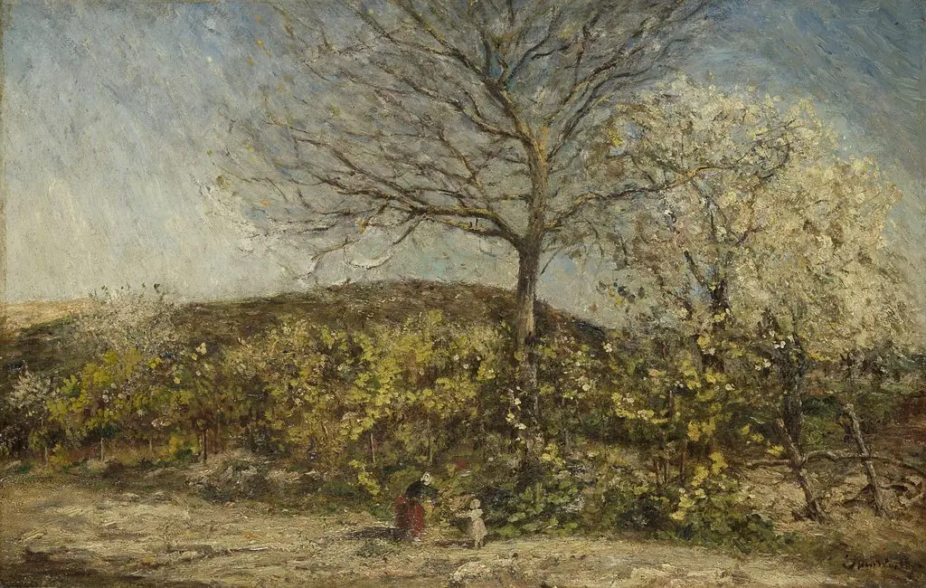 Landschap met bloeiende boomgaard, by Adolphe Joseph Thomas Monticelli