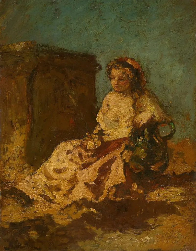 Meditation (Seated Woman), by Adolphe Joseph Thomas Monticelli