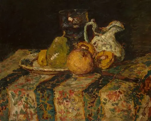 Still Life with Fruit and Wine Jug, by Adolphe Joseph Thomas Monticelli