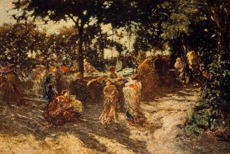 The Fête, by Adolphe Joseph Thomas Monticelli, oil, 1868