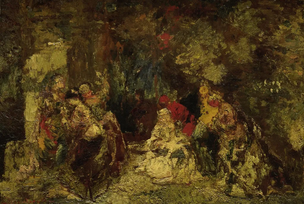 Vrouwen in een bos, by Adolphe Joseph Thomas Monticelli, oil, 1850
