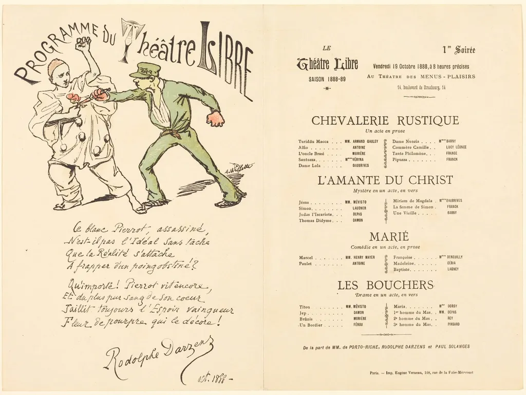 Chevalerie rustique; L'Amante du Christ; Marié; Les Bouchers, by Adolphe Léon Willette, ink, 1888