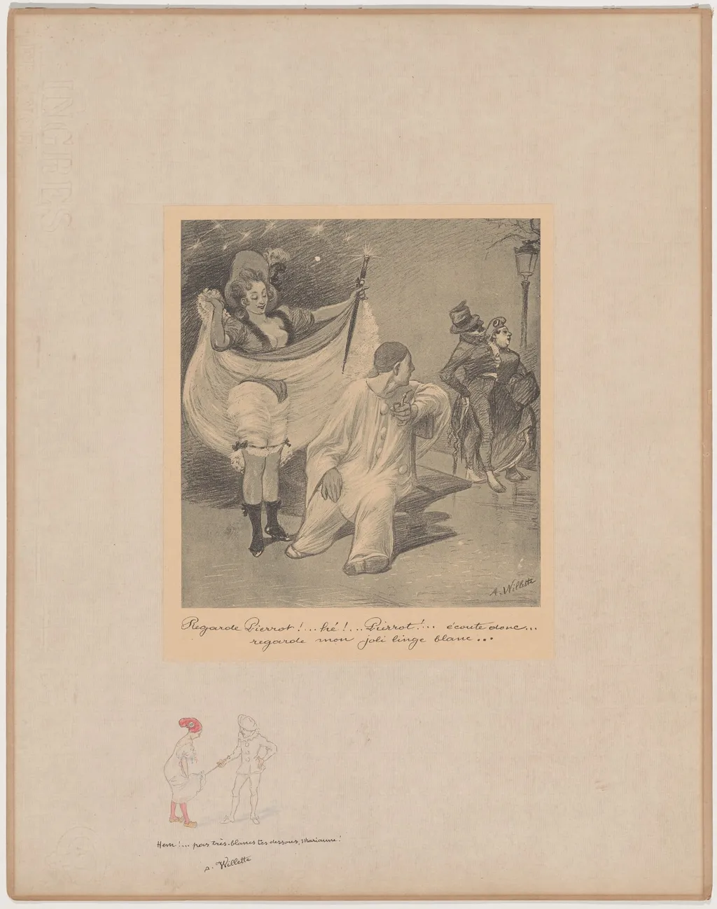 Hein! Pas très blancs tes dessous... (Hmm! Your Underwear Isn't Very White), by Adolphe Léon Willette, ink, 1912