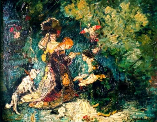 Scenă în parc, by Adolphe Monticelli