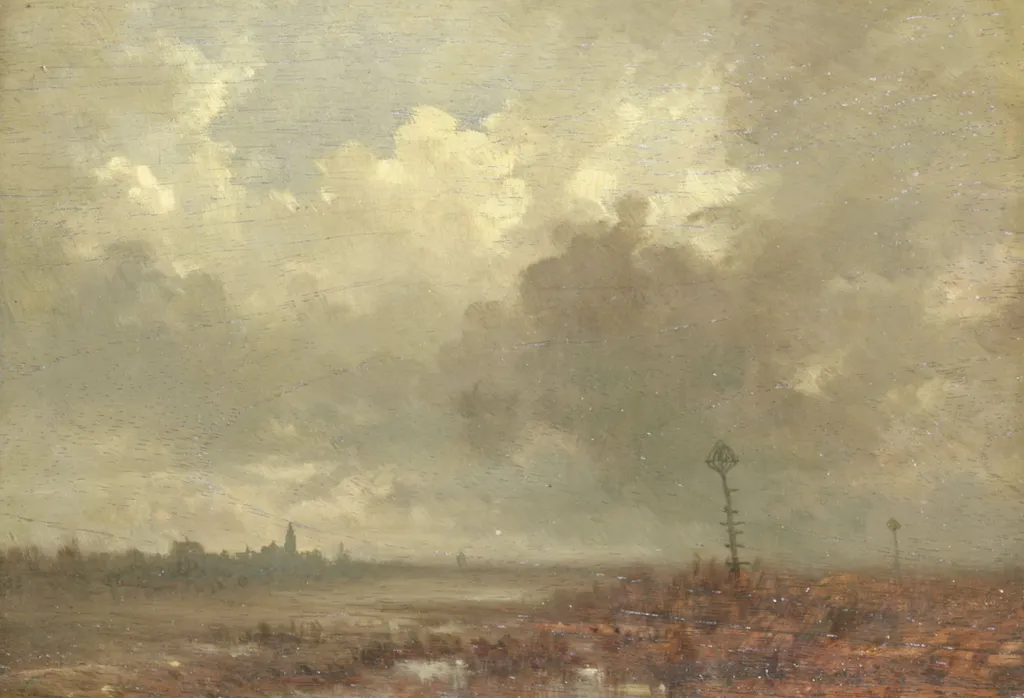Riverview in the evening, by Adolphe Mouilleron, oil