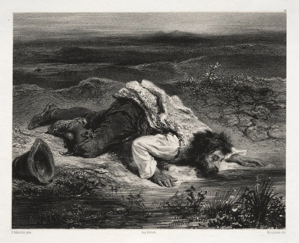 The Wounded Brigand, by Adolphe Mouilleron, 1856
