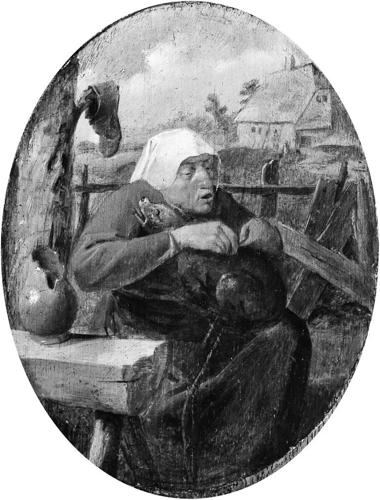 A Peasant Woman Picking Fleas off a Dog, by Adriaen Brouwer