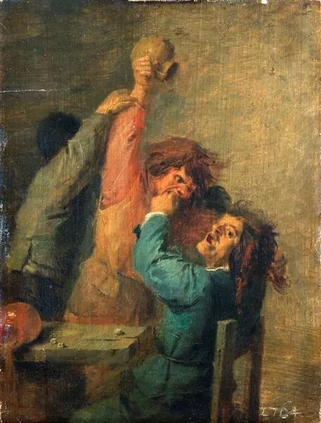 Brawl between peasants playing dice, by Adriaen Brouwer