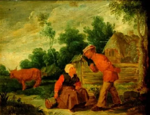 Conversație, by Adriaen Brouwer
