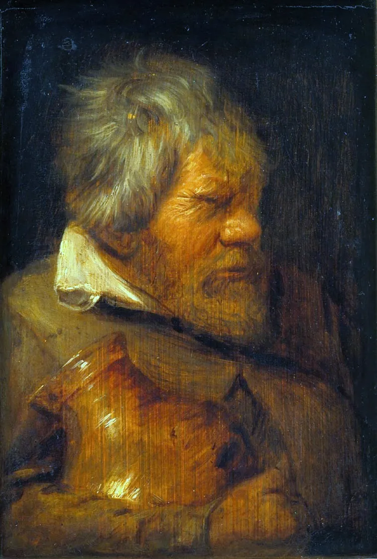 Old man with a beard, by Adriaen Brouwer, oil, 1625