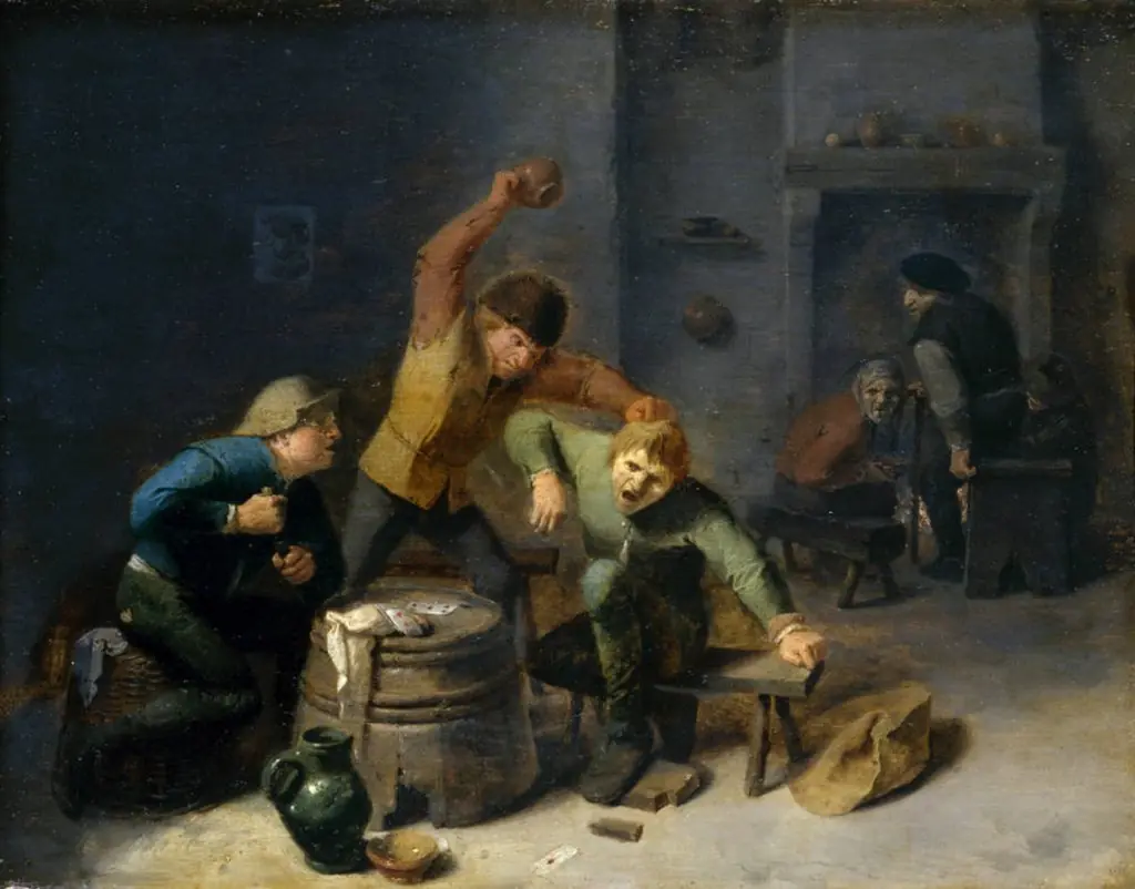 Peasants Brawling over Cards, by Adriaen Brouwer