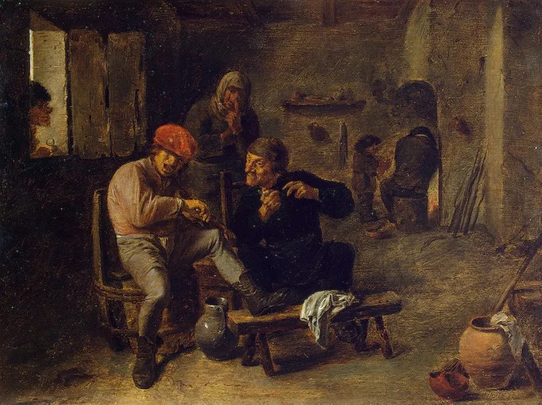 Tavern Scene (The Village Fiddler), by Adriaen Brouwer, oil, 1624