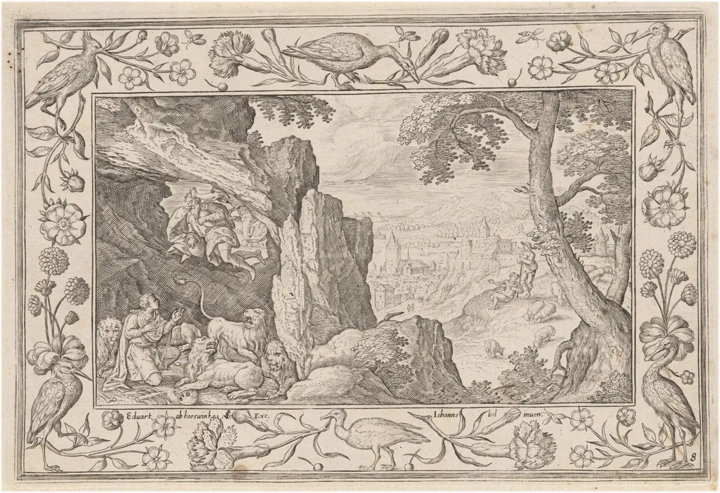 Daniel in the Lion’s Den, by Adriaen Collaert, ink, 1584